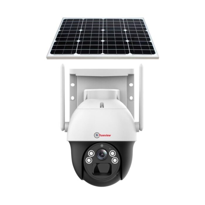 Trueview Wireless 4G Cellular Sim 4Mp Solar Powered CCTV Security Camera with 1080p Solar Panel | Surveillance for Agriculture | Remote Area | Construction Site | Garden (4MP Solar Mini PTZ)