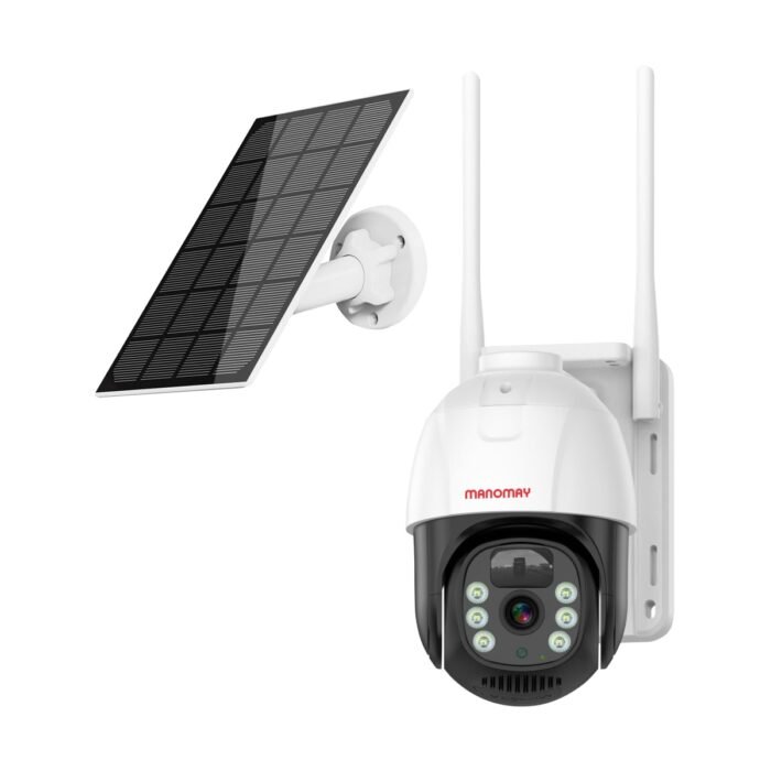MANOMAY 4G Sim 4Mp Solar Powered CCTV Outdoor Security Camera with Solar Panel Built-in Battery | Surveillance for Agriculture | Remote Area | Construction Site | Garden (4MP 4G Solar Pan Tilt)