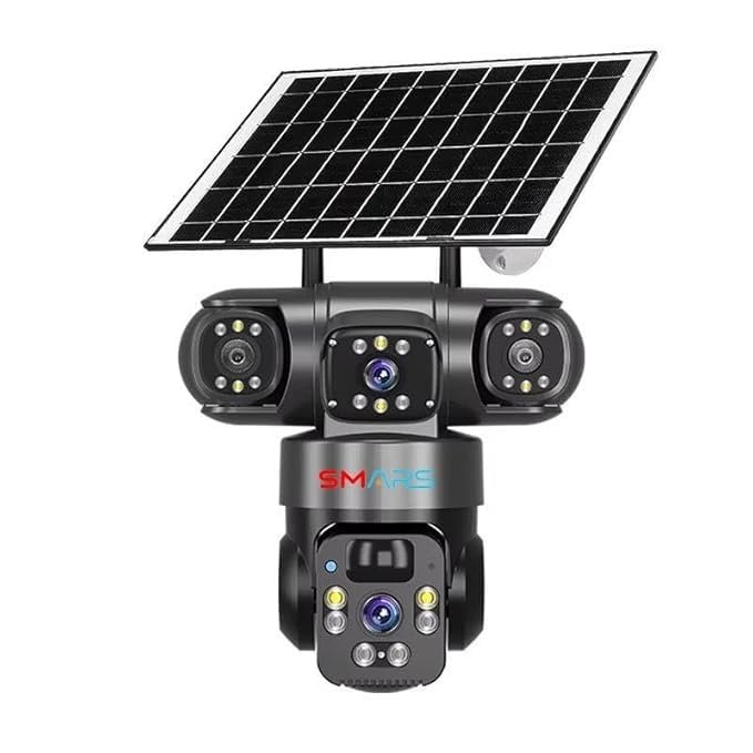 smars 12 MP Full HD Tripple Lens 4G Solar Powered CCTV Camera | Manual Side Rotation| Auto Tracking | Human Detection | Two-Way Audio | Color Night Vision