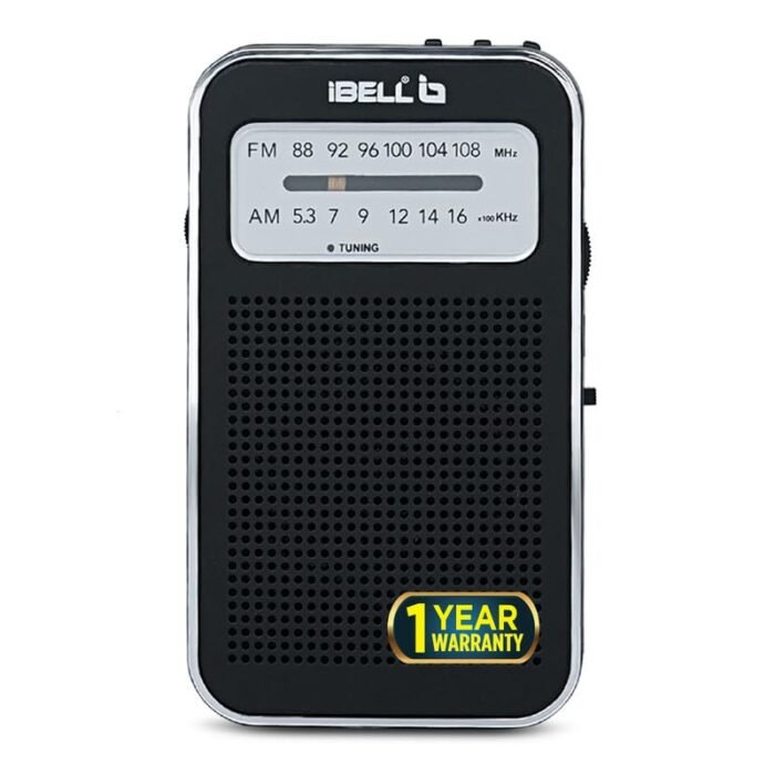 iBELL FM720BT Portable Pocket FM Radio with Bluetooth Speaker, USB/SD MP3 Player, Rechargeable with Type C Port, 2 Band (Black)
