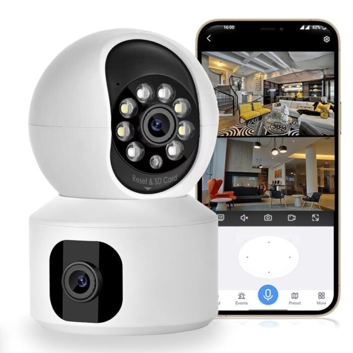 TP PLUS 5MP Indoor PTZ WiFi Security Camera Dual Lens 360° Rotation| Full HD Indoor CCTV with Motion Detection, Color Night Vision, Auto Tracking, Two-Way Audio & Mobile App V380 Pro (Dual Lens CV)