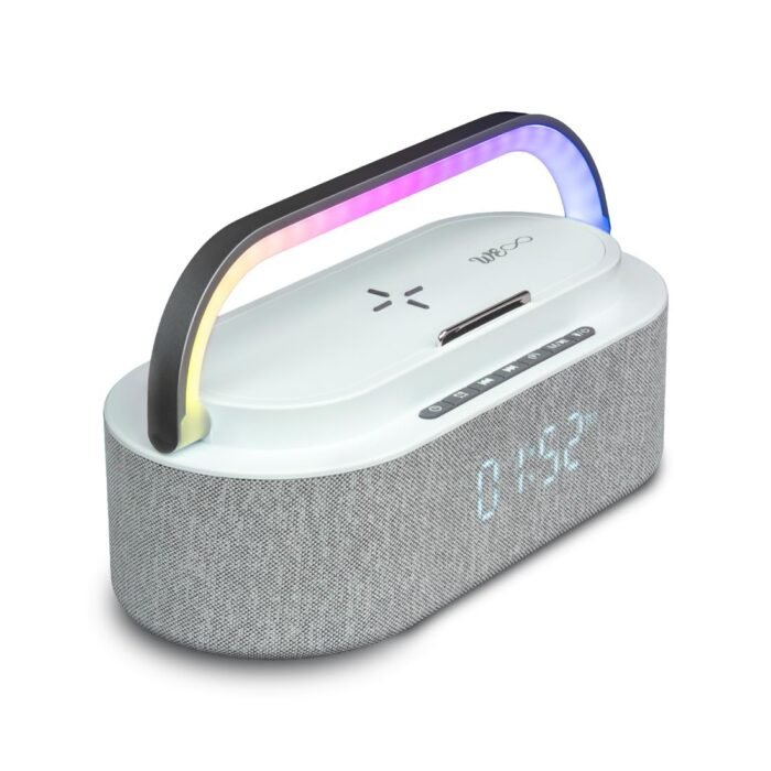GROOVE ARC 25W 4-in-1 Wireless Speaker with 15W Wireless Charging, Digital Clock, Alarm, Sleep Timer, RGB Light, BT 5.4, Phone Stand, Type C Charging, Multi Connectivity, 5H Playtime, Oval Design