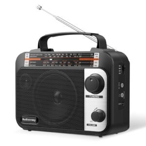 Multi-Band AM/FM/SW1-2 Radio Transistor Radio AC or Battery Operated with Best Reception Big Speaker and Precise Tuning Knob with AUX in & 3.5mm Earphone Jack