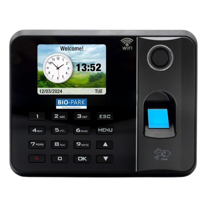 Bio Park B100 Cloud-Enabled WiFi Biometric Attendance Device | Fingerprint + RFID + Password | 3000 Users | USB Excel Report Supported | Smart Fingerprint Sensor | Wall & Table Mount